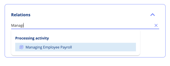 Add relation in the relations box on a task