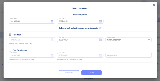 Create contract with linked obligations 1