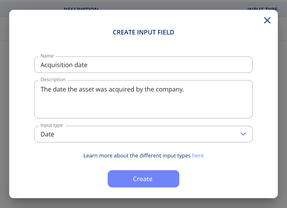 Custom Input Fields for Assets