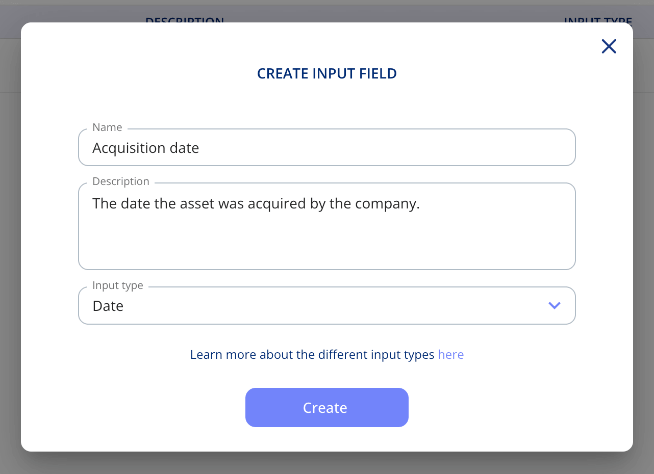Customize Input Fields Custom Input Fields for Assets