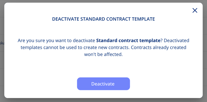 Deactivate standard contract template confirmation dialogue