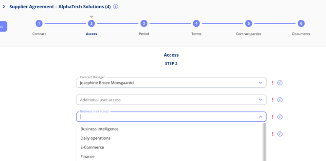 Enhanced Business Area Access Control on Contracts