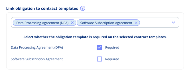 Link obligation to contract template