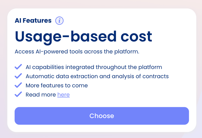 Activating the AI Features add-on from the plan page