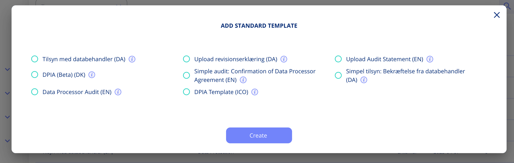 Add standard audit template