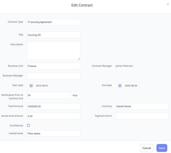 Edit a contract in PACTIUS