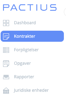 Kontrakter i menulinjen i PACTIUS-miljøet