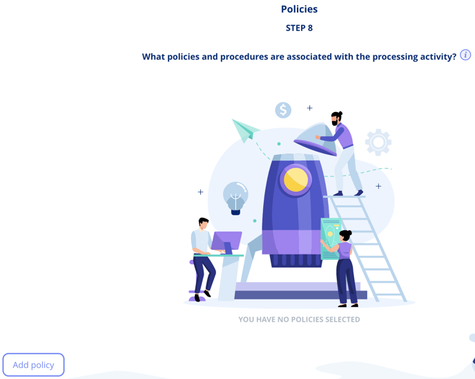 Policies in the processing activity flow step 8