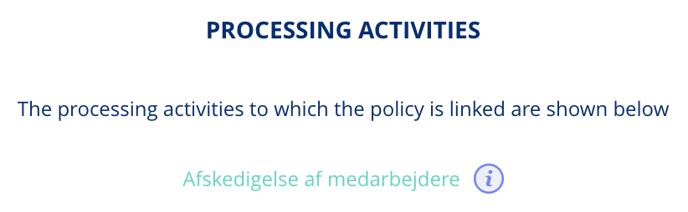 Processing activities - policies