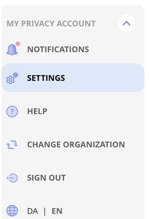 Settings menu point