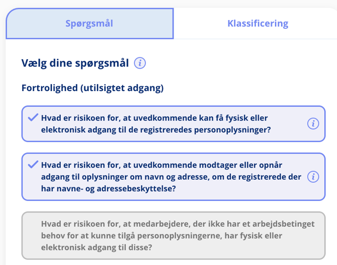 Udvælgelse af risikoscenarier til risikoskabelon