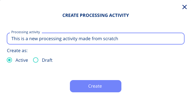 Processing Activities Examples Creating a Processing Activity from Scratch