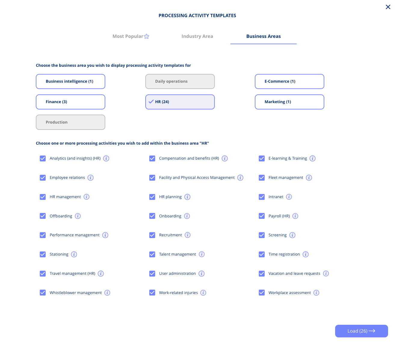 Creating a Processing Activity from a Template