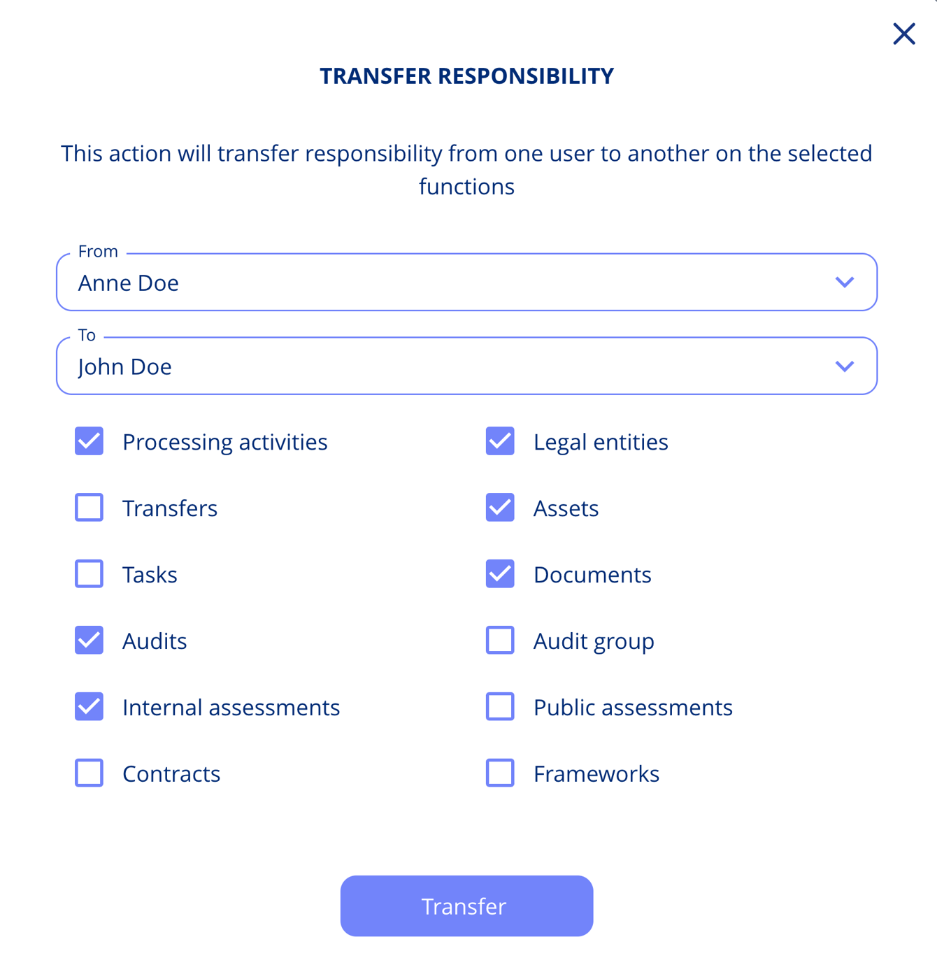Transferring Responsibilities Between Users